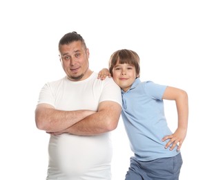 Photo of Father with his son on white background