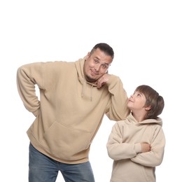 Photo of Father with his son on white background