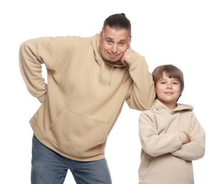 Photo of Father with his son on white background