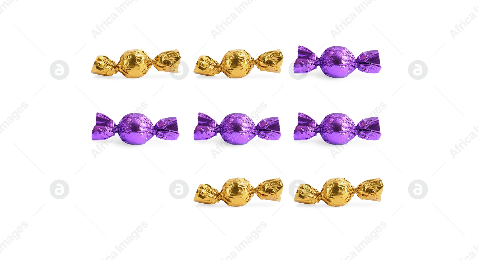 Image of Tic-tac-toe game made of different candies on white background