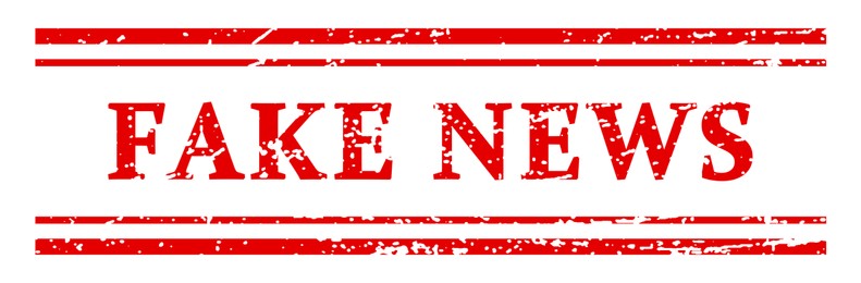Illustration of Red Fake News stamp on white background