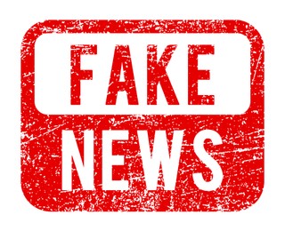 Illustration of Red Fake News stamp on white background