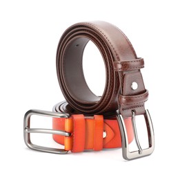 Photo of Two color leather belts isolated on white