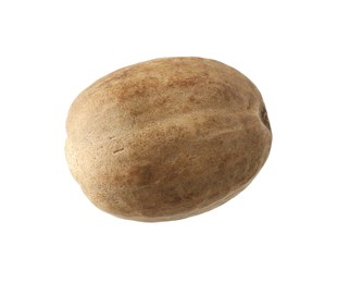 Photo of One whole nutmeg in air isolated on white