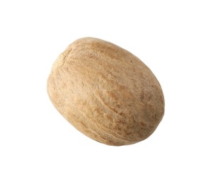 Photo of One whole nutmeg in air isolated on white