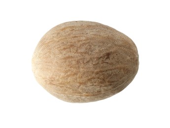 Photo of One whole nutmeg in air isolated on white