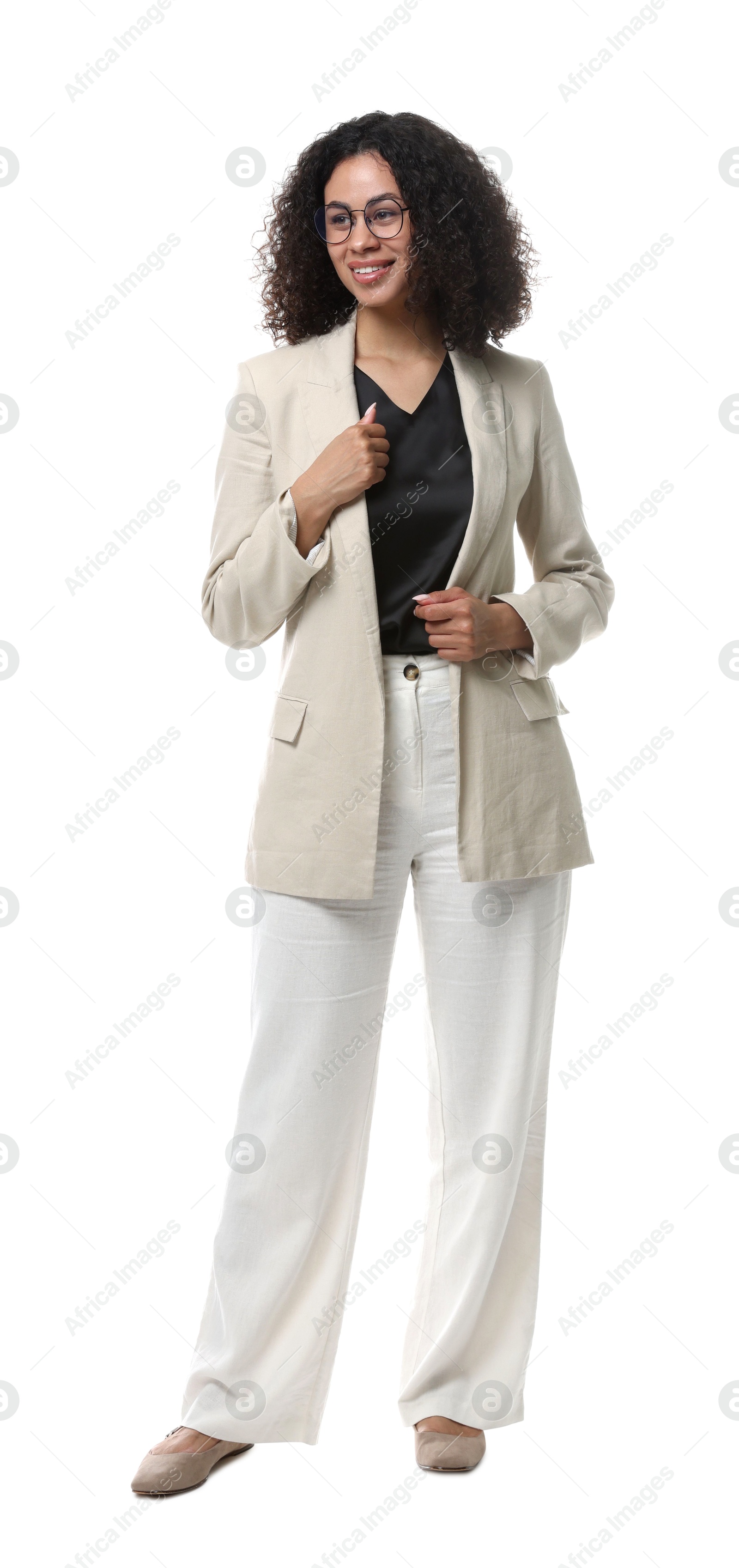 Full-length portrait of professional psychologist on white background Photo of Full-length portrait of professional psychologist on white background
