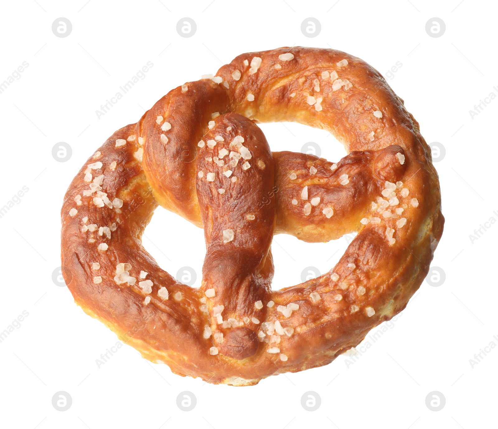 Tasty pretzel with salt isolated on white Photo of Tasty pretzel with salt isolated on white