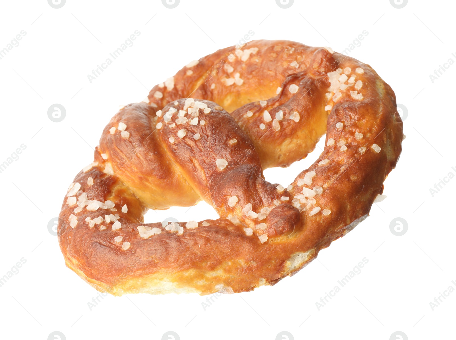 Tasty pretzel with salt isolated on white Photo of Tasty pretzel with salt isolated on white
