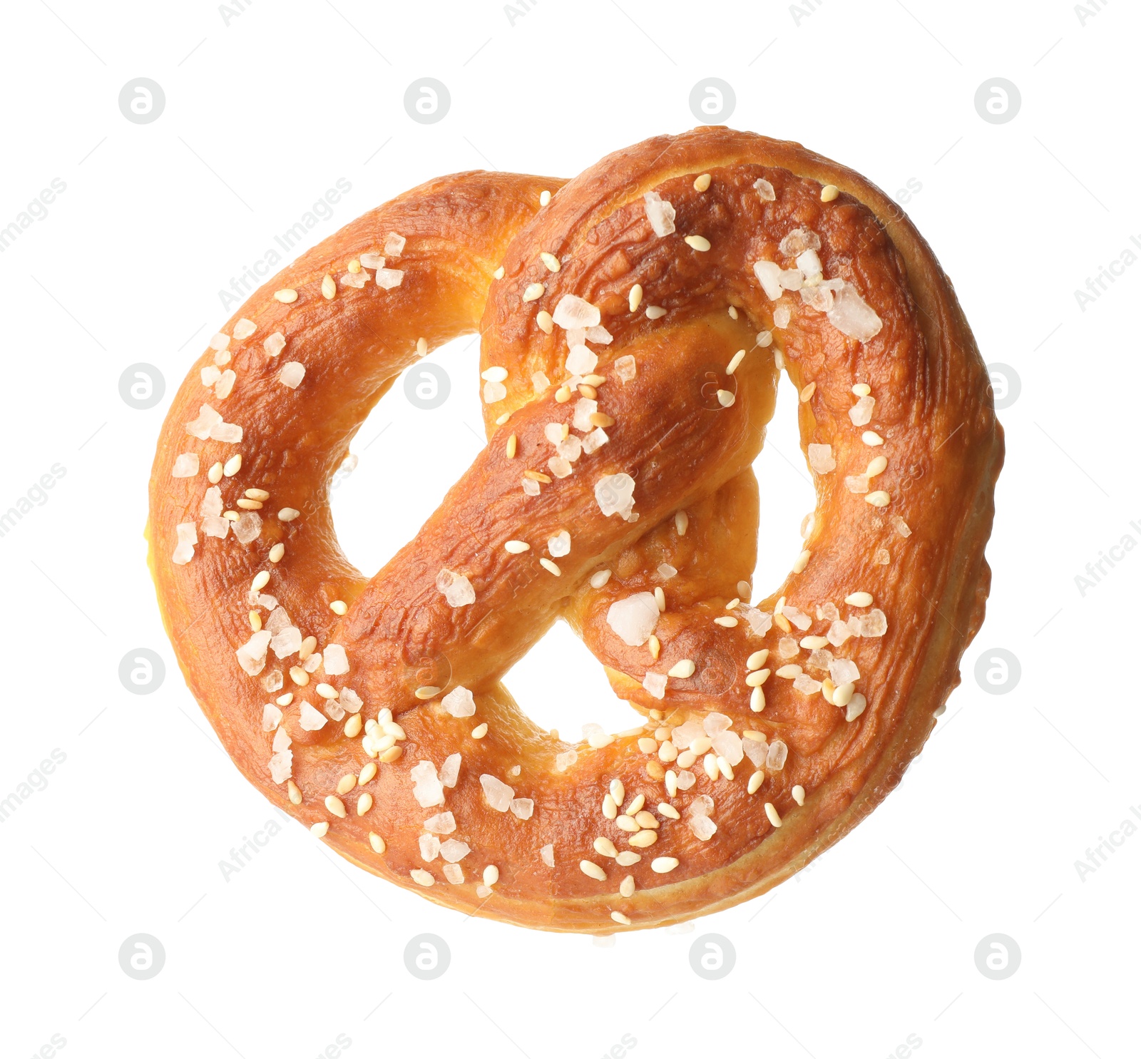 Tasty pretzel with salt isolated on white Photo of Tasty pretzel with salt isolated on white