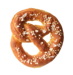 Photo of Tasty pretzel with salt isolated on white