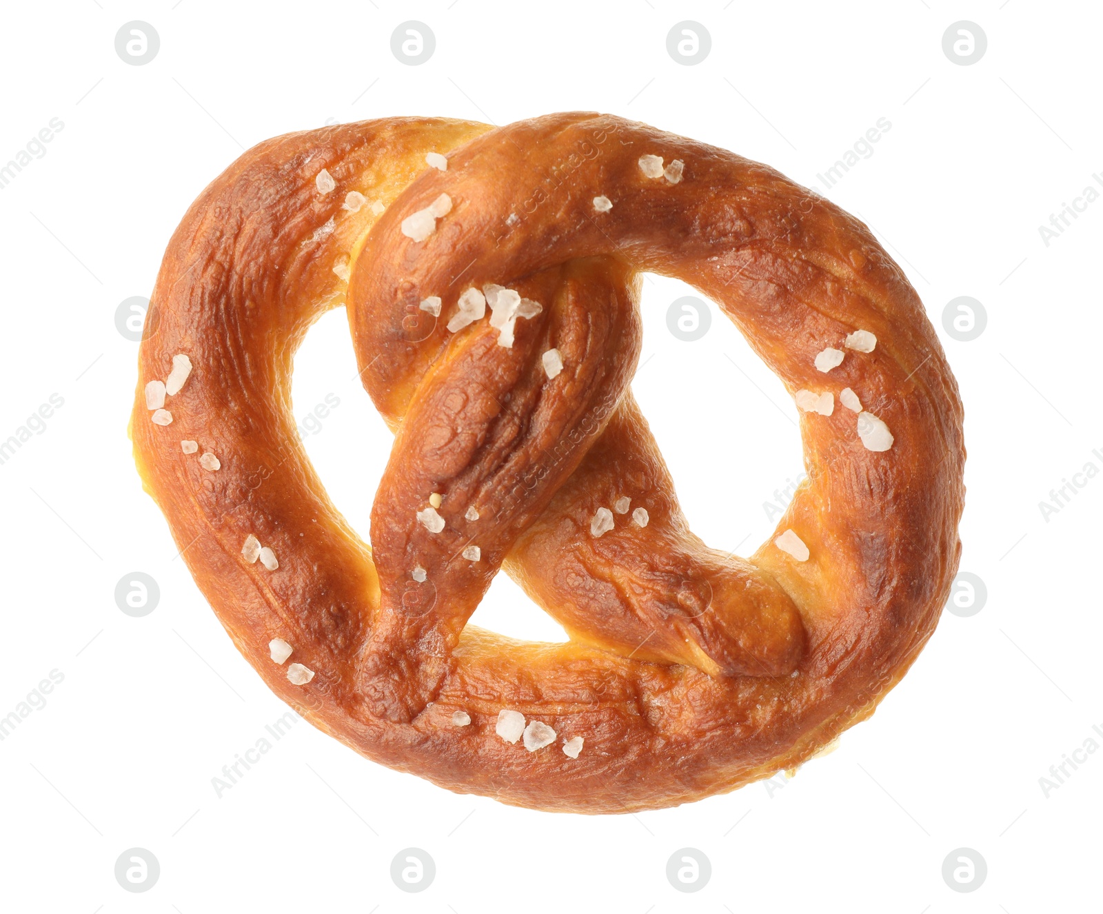 Tasty pretzel with salt isolated on white Photo of Tasty pretzel with salt isolated on white