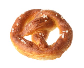 Photo of Tasty pretzel with salt isolated on white