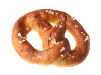 Photo of Tasty pretzel with salt isolated on white