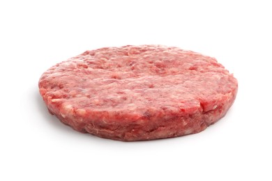 Photo of Fresh raw patty for burger isolated on white