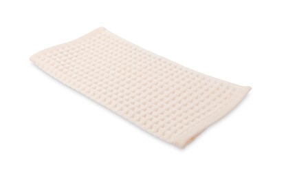 Photo of Clean beige waffle towel isolated on white