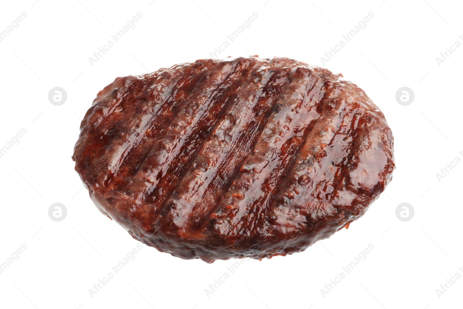 One delicious hamburger patty isolated on white Photo of One delicious hamburger patty isolated on white