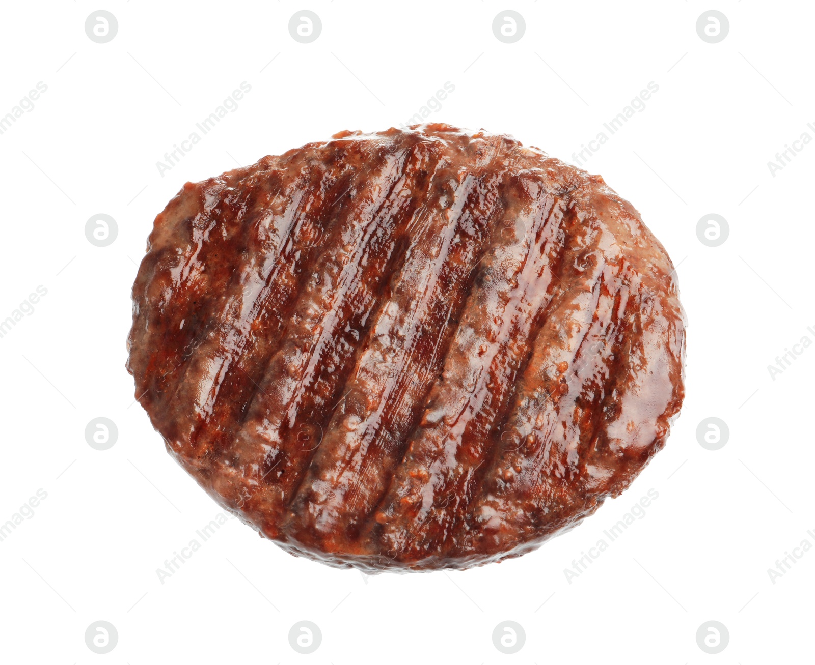 One delicious hamburger patty isolated on white Photo of One delicious hamburger patty isolated on white