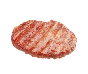 Photo of One delicious hamburger patty isolated on white