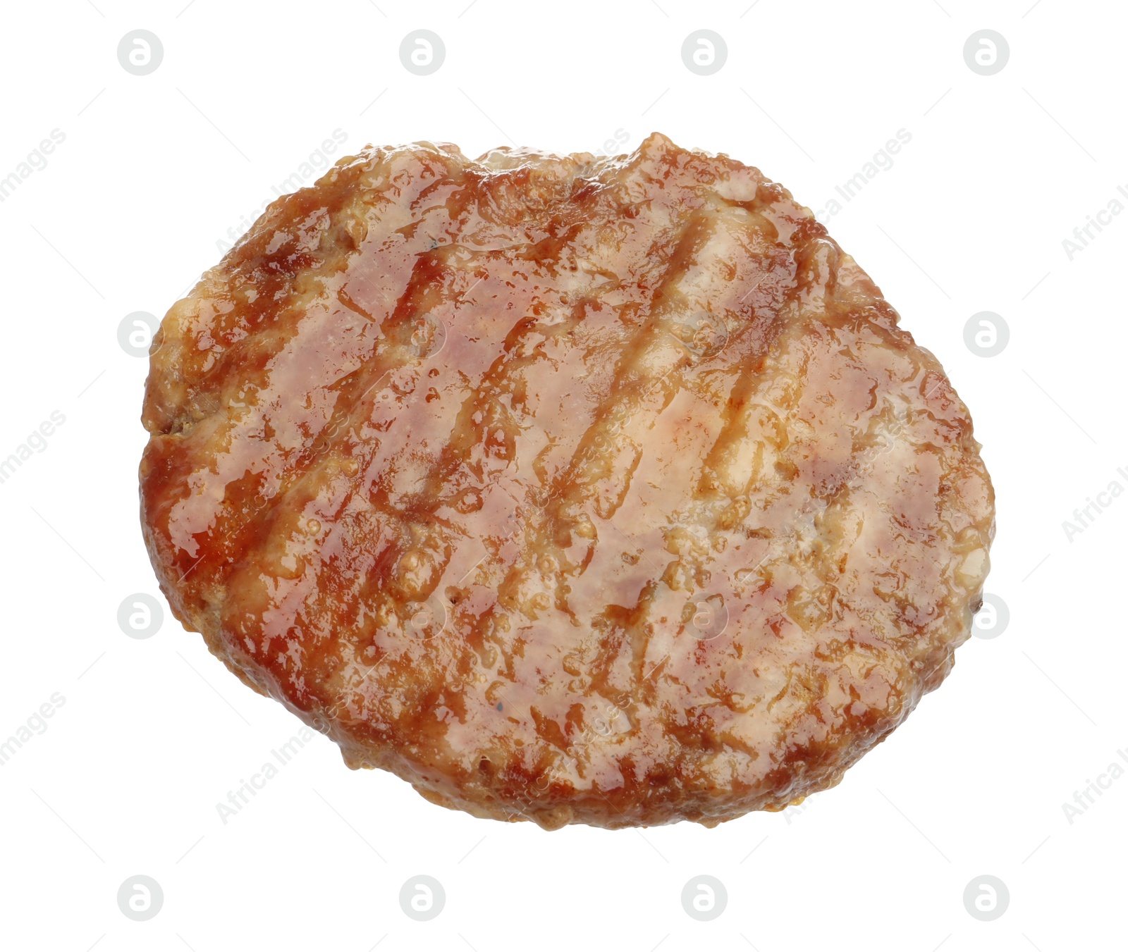 One delicious hamburger patty isolated on white Photo of One delicious hamburger patty isolated on white