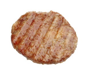 Photo of One delicious hamburger patty isolated on white