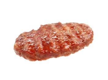 Photo of One delicious hamburger patty isolated on white