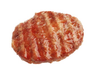 Photo of One delicious hamburger patty isolated on white