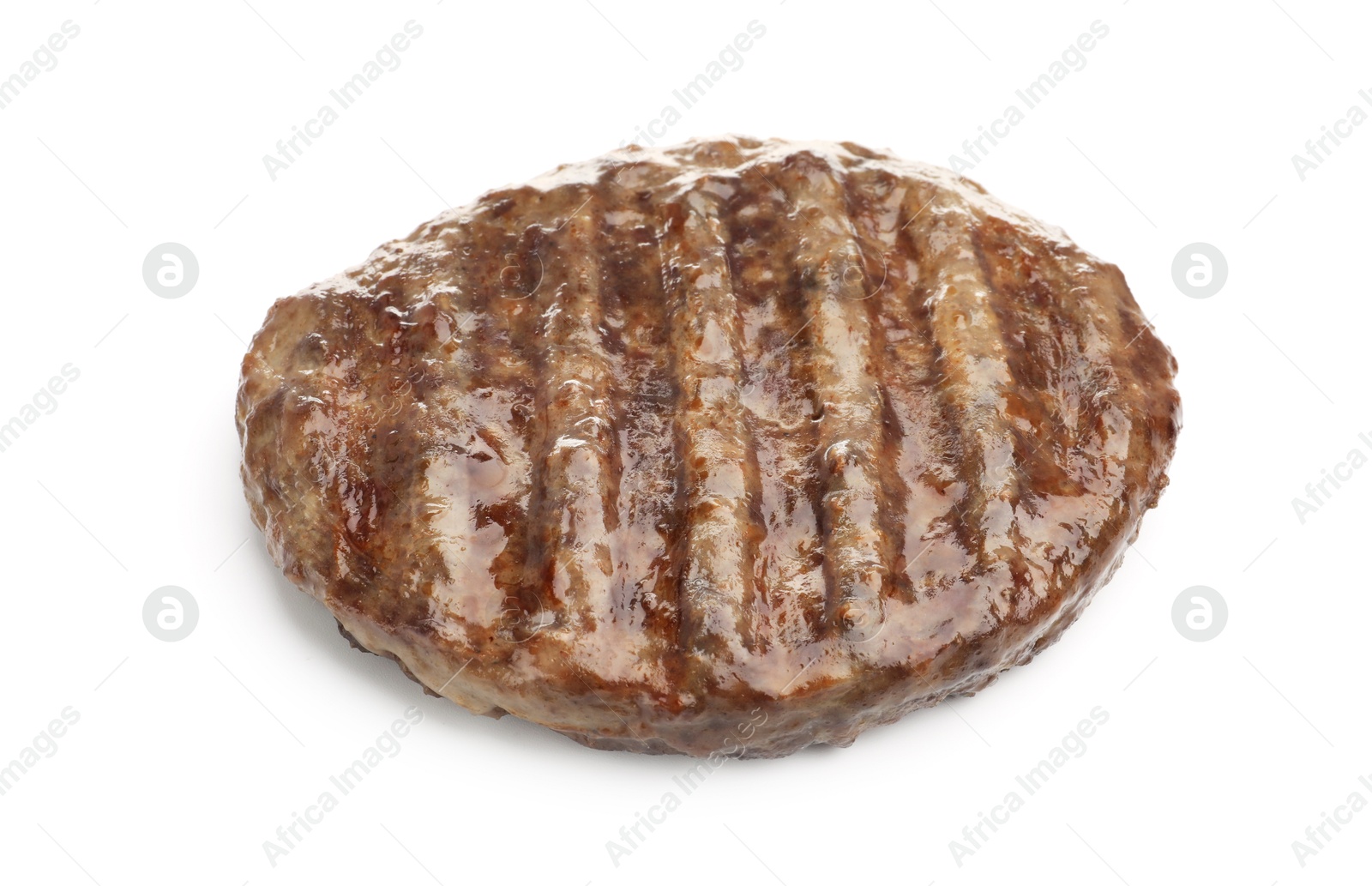 One delicious hamburger patty isolated on white Photo of One delicious hamburger patty isolated on white