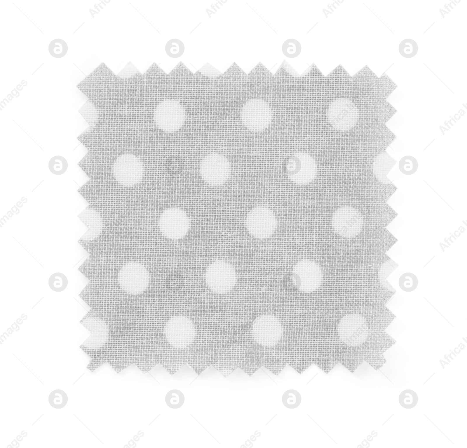 Sample of grey fabric with polka dot pattern isolated on white, top view Photo of Sample of grey fabric with polka dot pattern isolated on white, top view