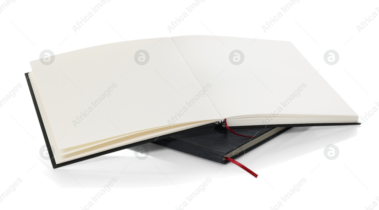 Two stylish hardcover notebooks isolated on white Photo of Two stylish hardcover notebooks isolated on white