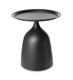 Photo of One stylish black round coffee table isolated