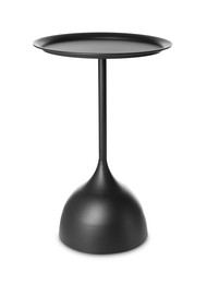 Photo of One stylish black round coffee table isolated