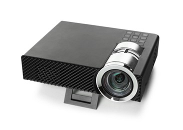 Photo of One modern video projector isolated on white