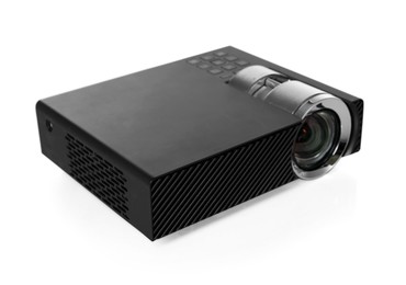 Photo of One modern video projector isolated on white