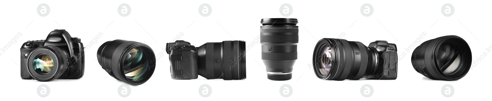 Photo camera and lenses isolated on white, set Image of Photo camera and lenses isolated on white, set