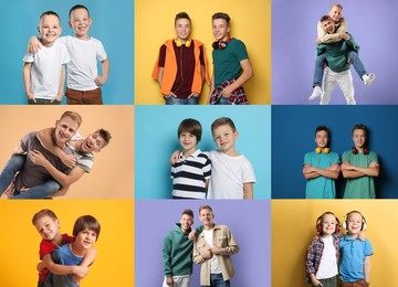 Image of Collage with photos of brothers on color backgrounds