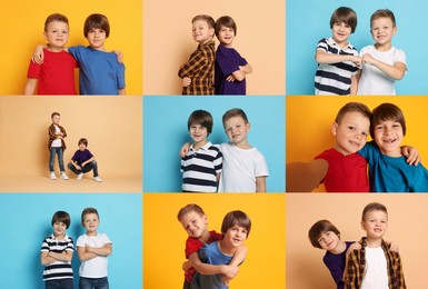 Image of Collage with photos of brothers on color backgrounds