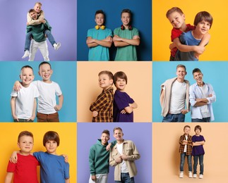 Image of Collage with photos of brothers on color backgrounds