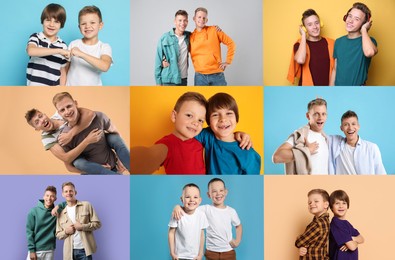 Image of Collage with photos of brothers on color backgrounds
