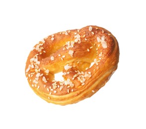 Photo of Tasty pretzel with salt isolated on white