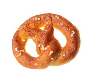 Photo of Tasty pretzel with salt isolated on white
