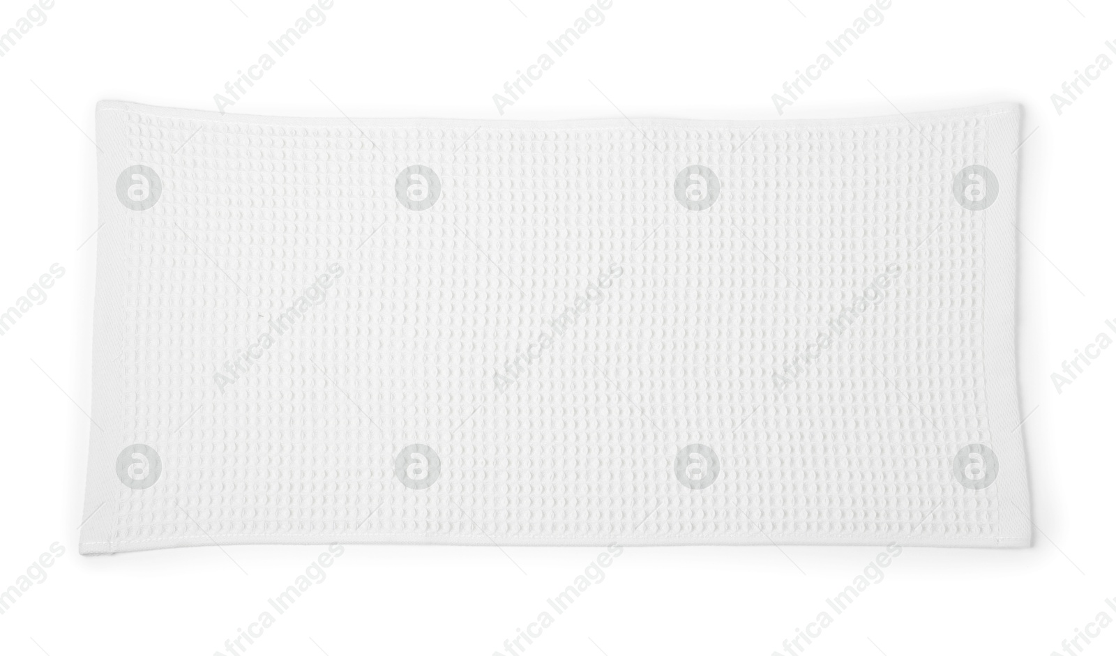One clean waffle towel isolated on white, top view Photo of One clean waffle towel isolated on white, top view