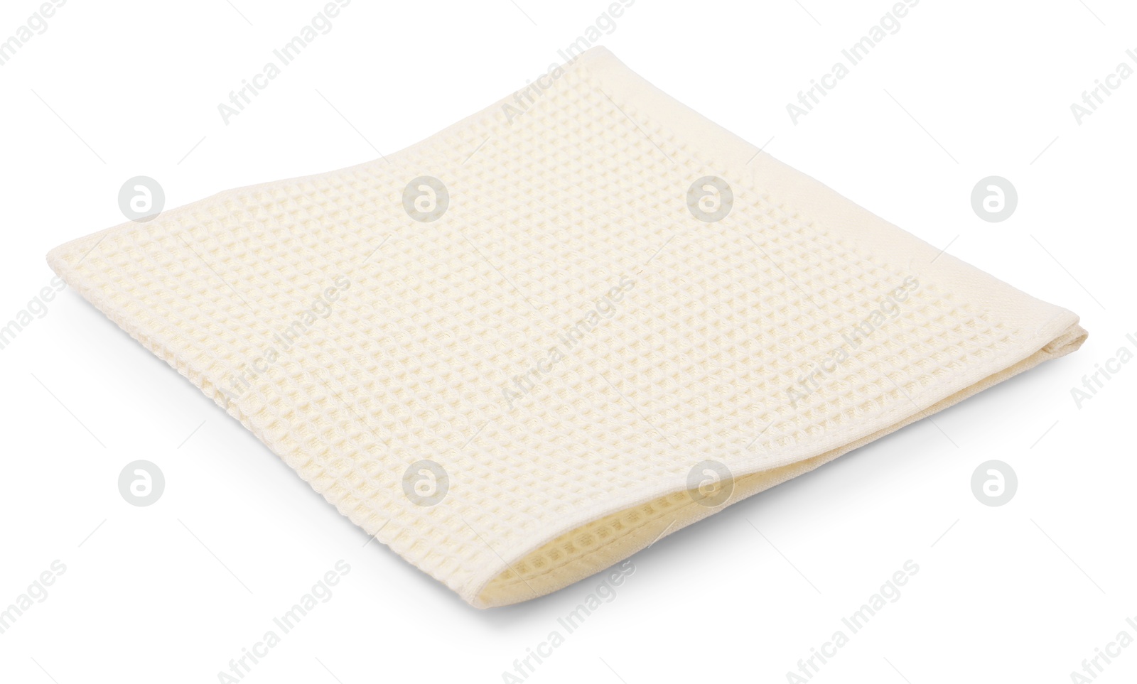 One clean waffle towel isolated on white Photo of One clean waffle towel isolated on white