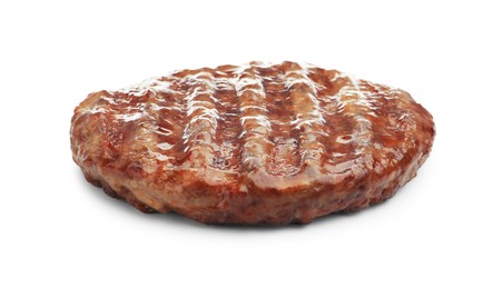 Photo of One delicious hamburger patty isolated on white