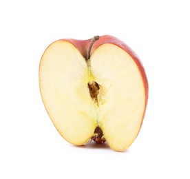 Photo of Half of damaged apple isolated on white
