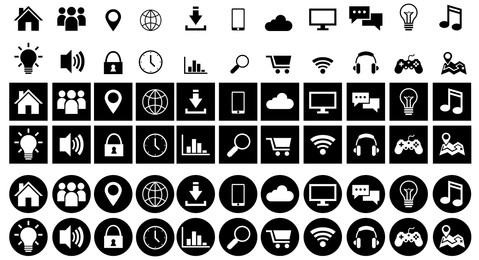 Illustration of Set of different icons isolated on white
