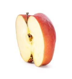 Photo of Half of damaged apple isolated on white