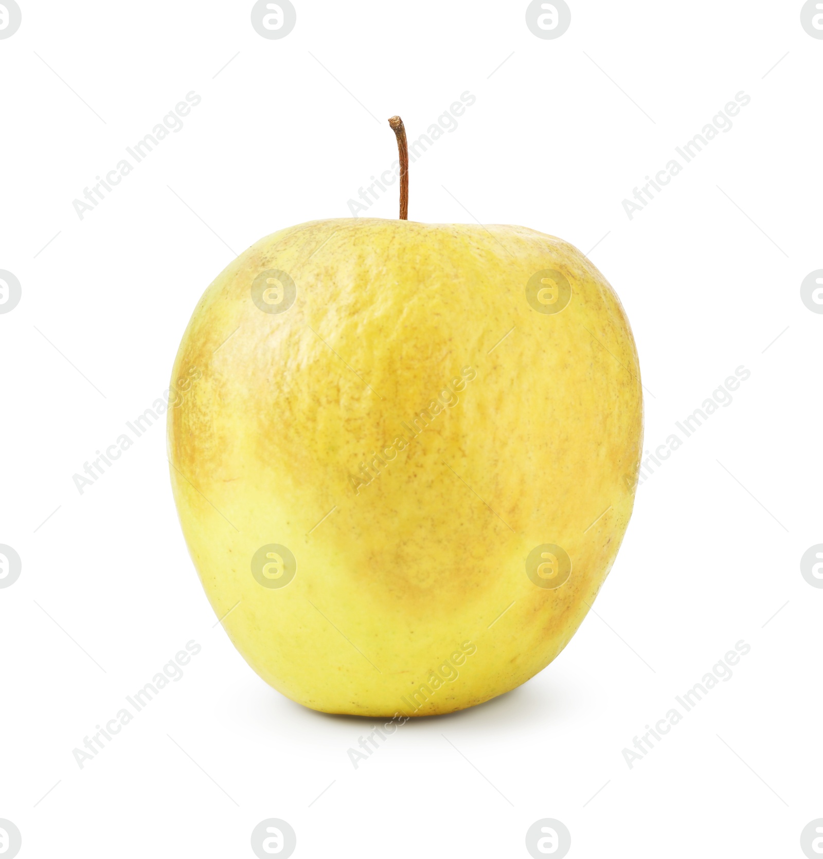 One damaged green apple isolated on white Photo of One damaged green apple isolated on white