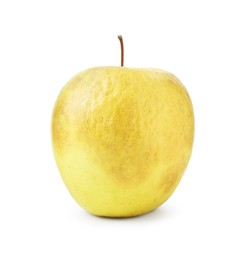 Photo of One damaged green apple isolated on white