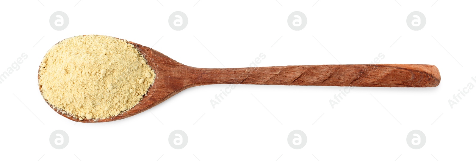 Superfood. Wasabi powder in spoon isolated on white, top view Photo of Superfood. Wasabi powder in spoon isolated on white, top view